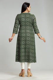 Nainika Green Rayon Embroidered  A-Line Kurta
