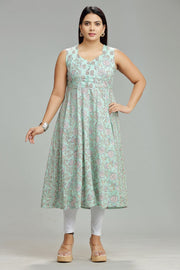 Nandita Pastel Green Cotton Sleeves Kurti