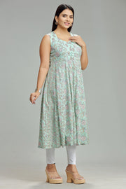Nandita Pastel Green Cotton Sleeves Kurti