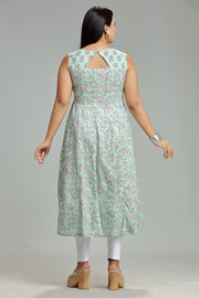 Nandita Pastel Green Cotton Sleeves Kurti