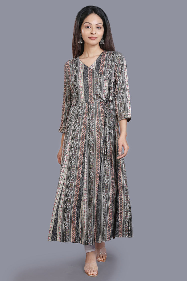 Niesha Gray Rayon A Line Kurta