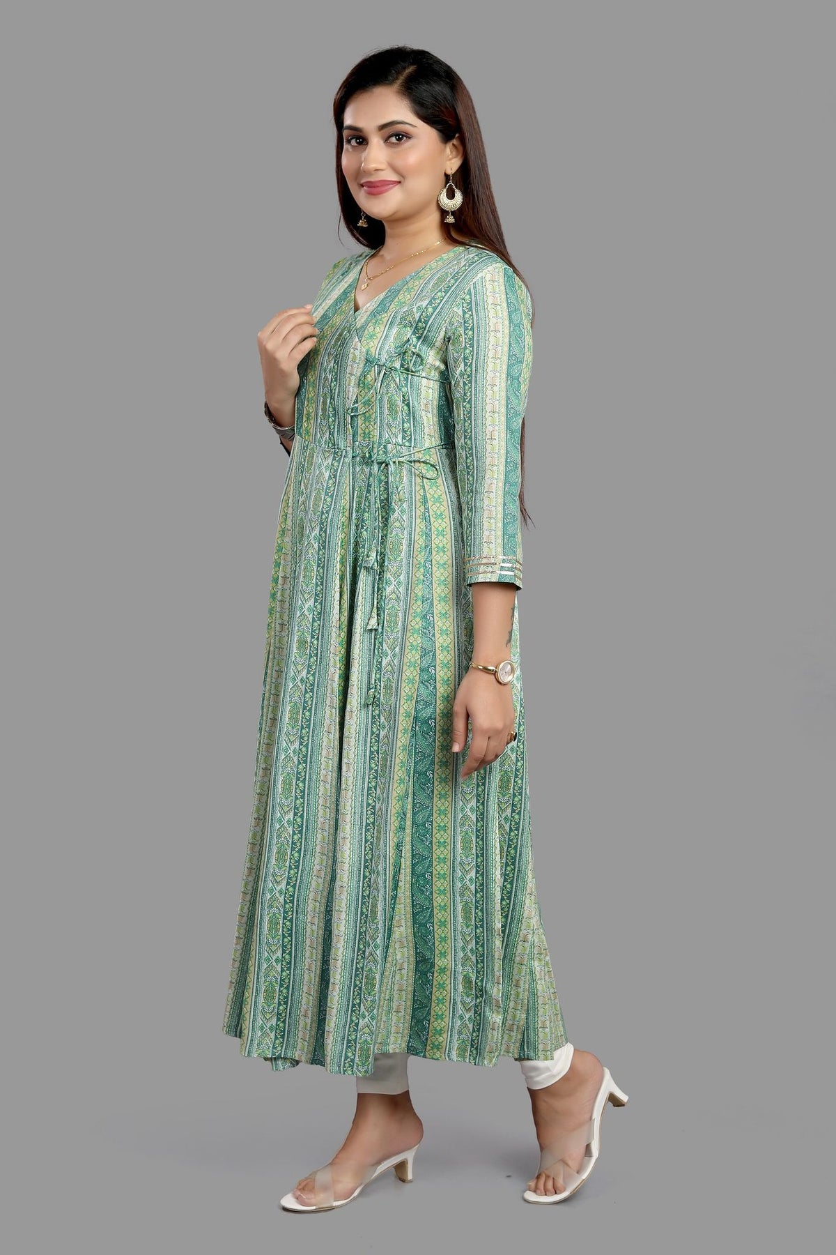 Niesha Green Rayon Anarkali Kurti