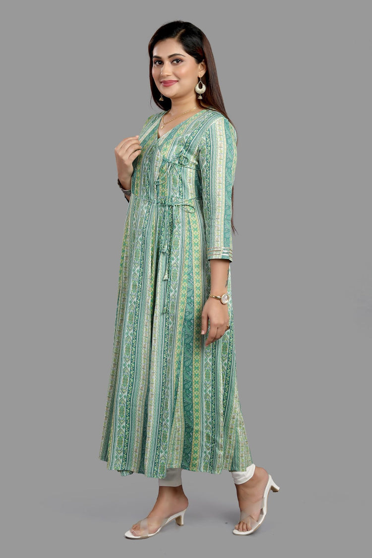 Niesha Green Rayon Anarkali Kurti