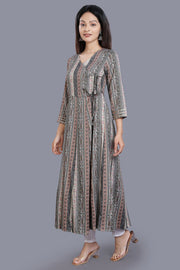 Niesha Gray Rayon A Line Kurta