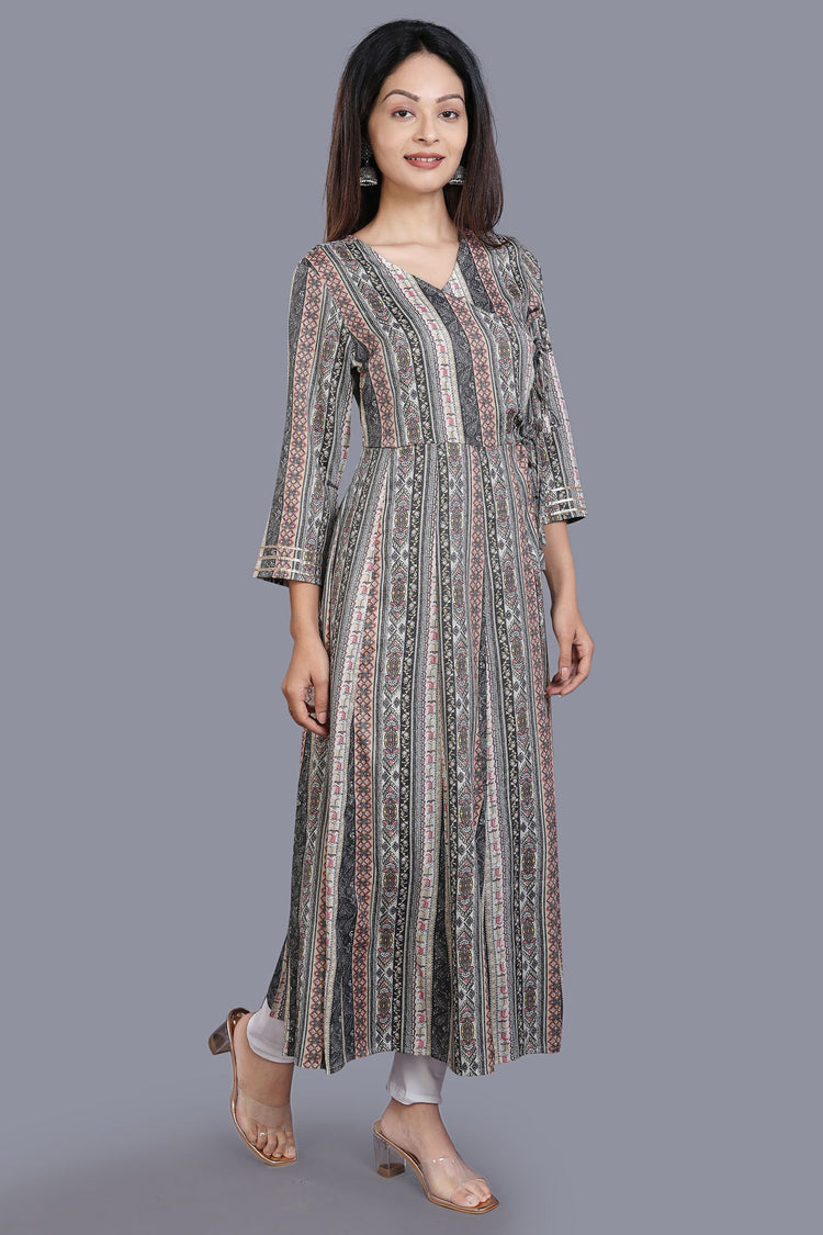 Niesha Gray Rayon A Line Kurta