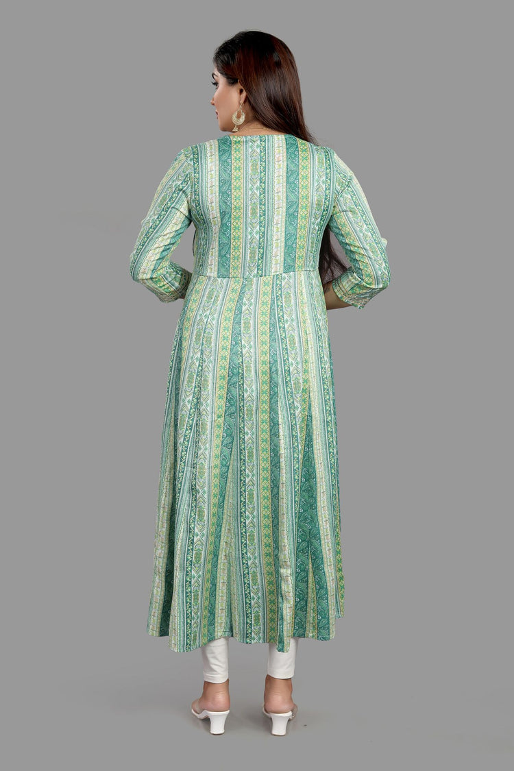 Niesha Green Rayon Anarkali Kurti