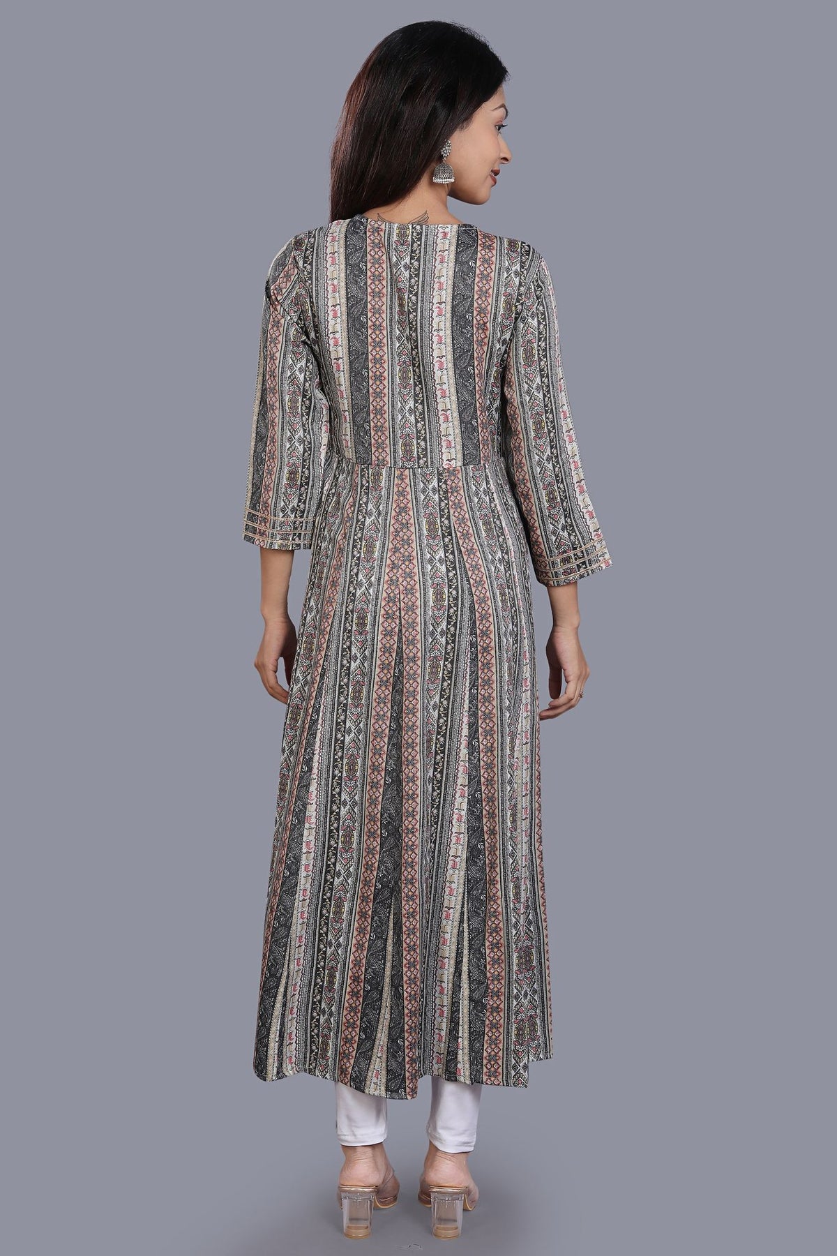 Niesha Gray Rayon A Line Kurta
