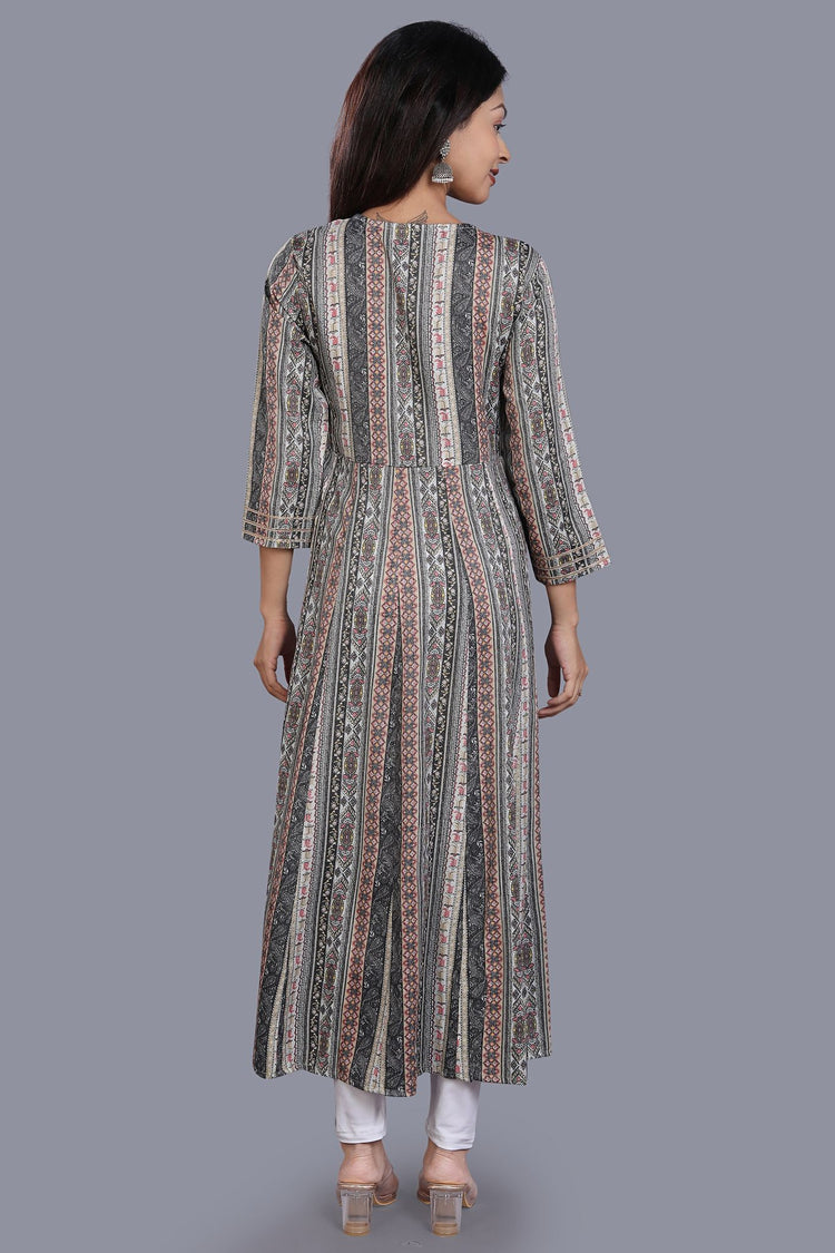 Niesha Gray Rayon A Line Kurta