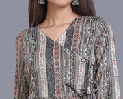 Niesha Gray Rayon A Line Kurta