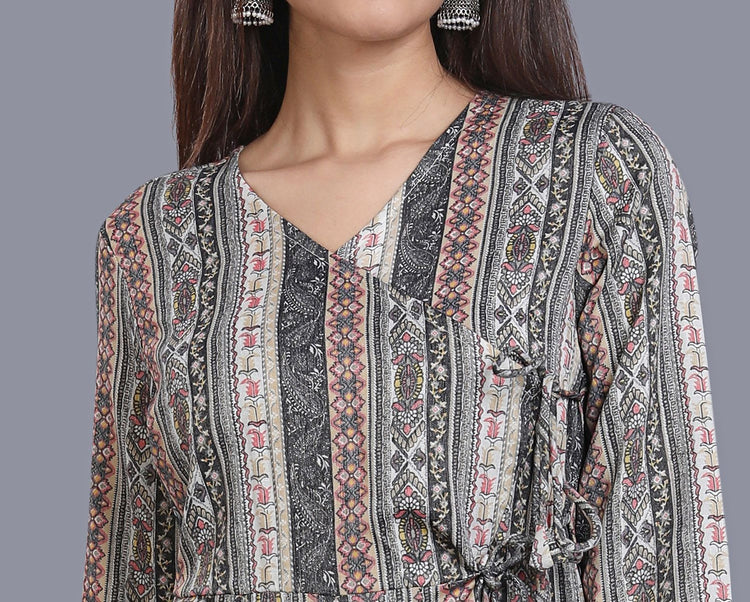 Niesha Gray Rayon A Line Kurta