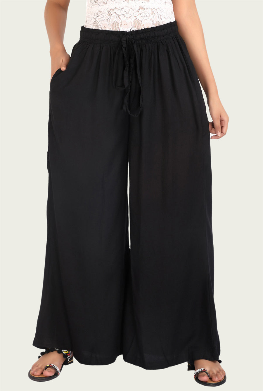 Black Cotton Palazzo Straight