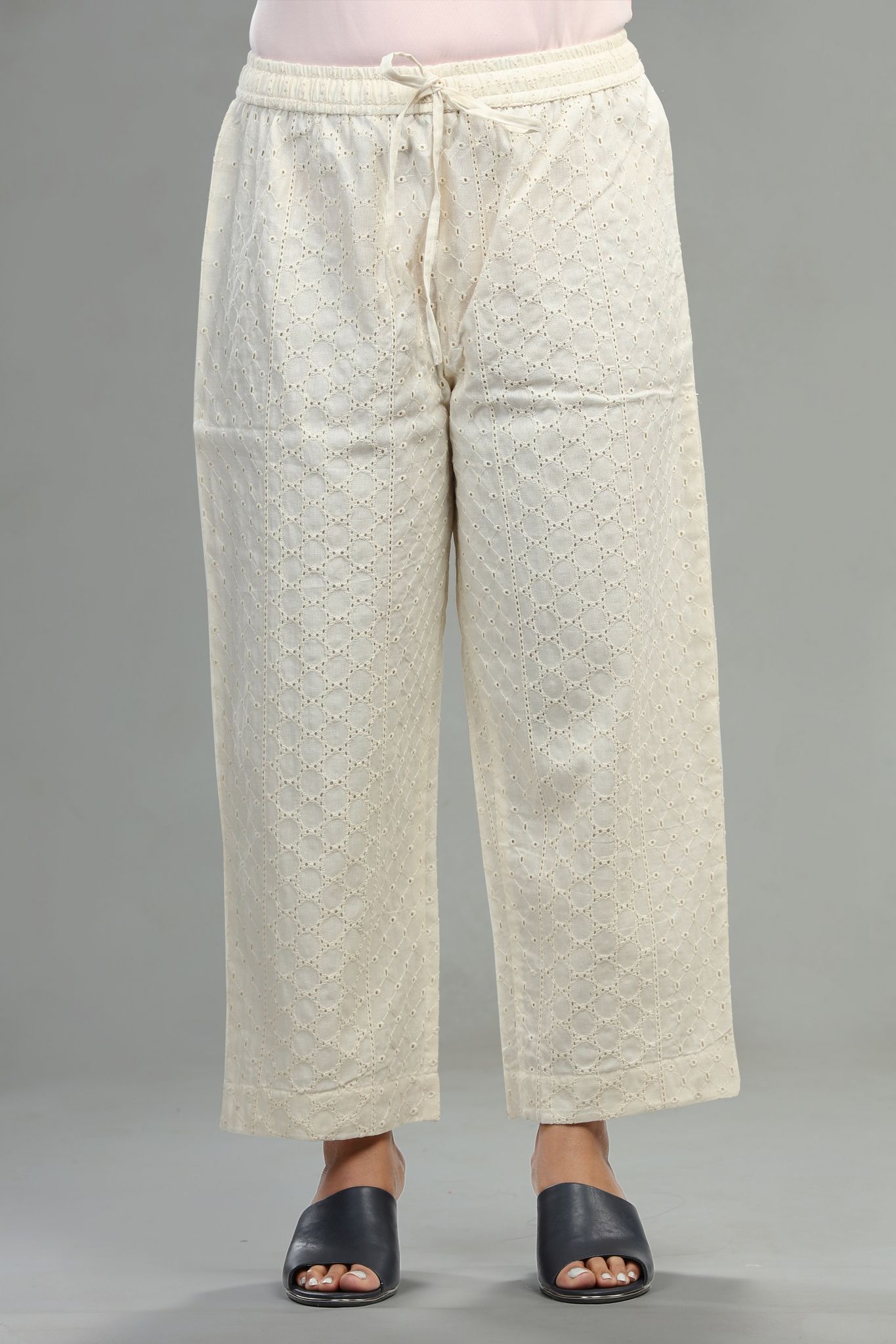 Off white Cotton Chicken Work Palazzos – Cotton Culture