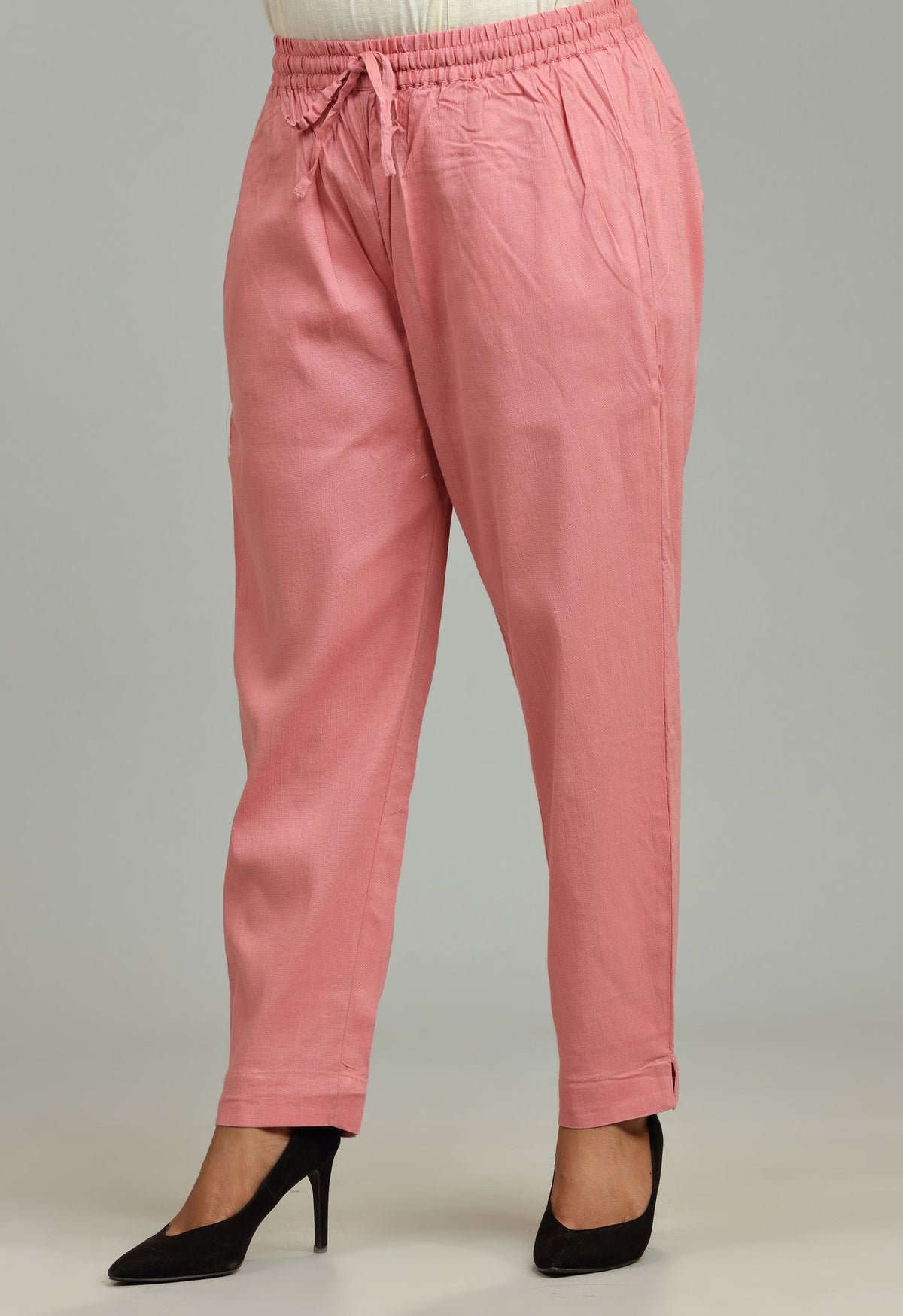 Peach Cotton Lycra Pant