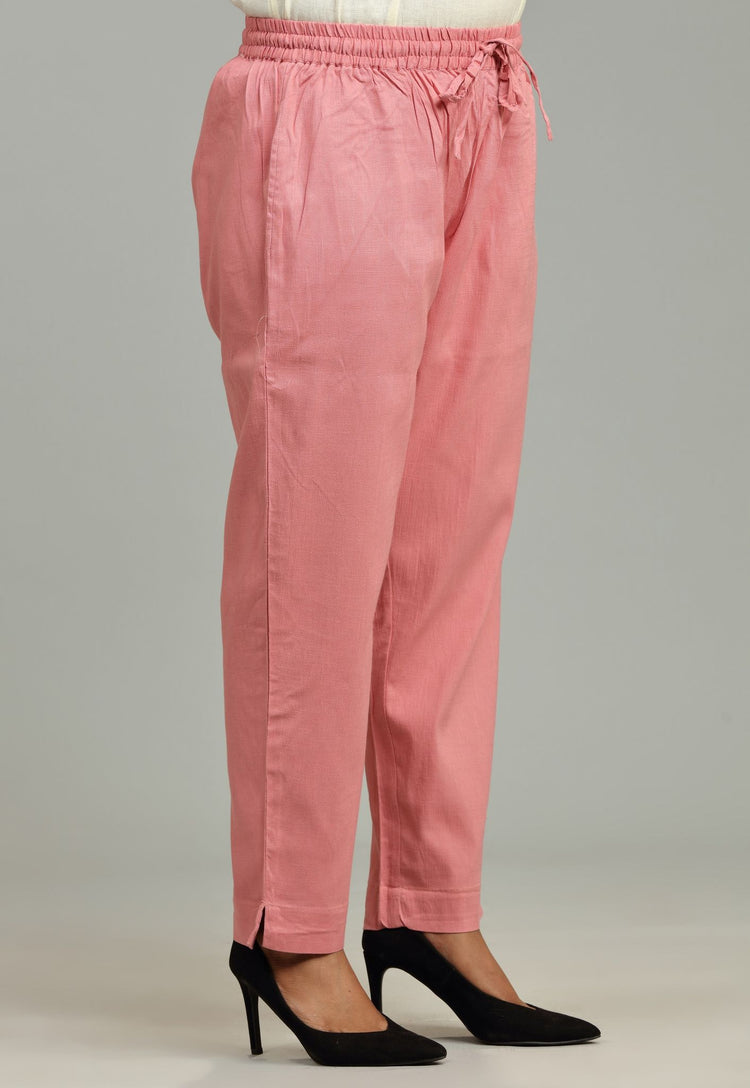 Peach Cotton Lycra Pant