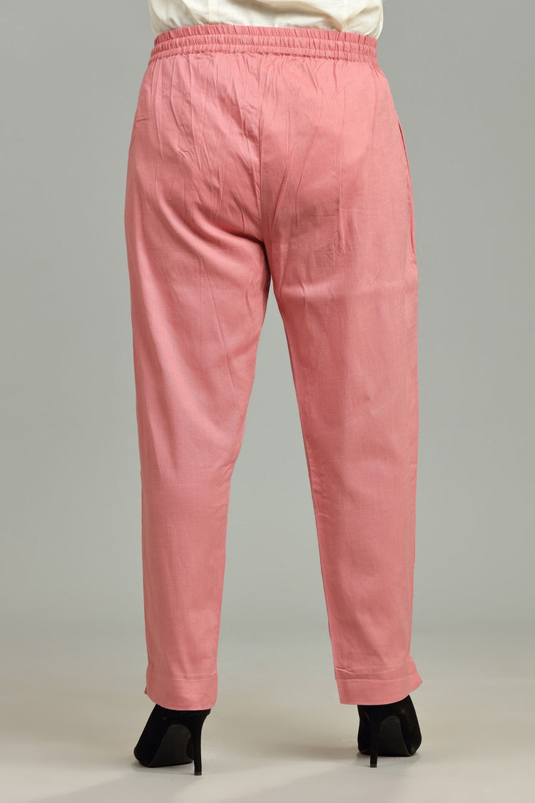 Peach Cotton Lycra Pant