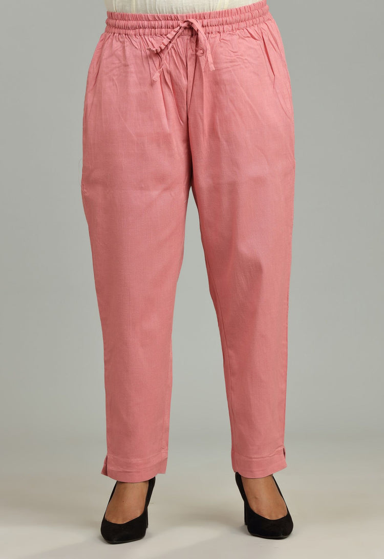 Peach Cotton Lycra Pant