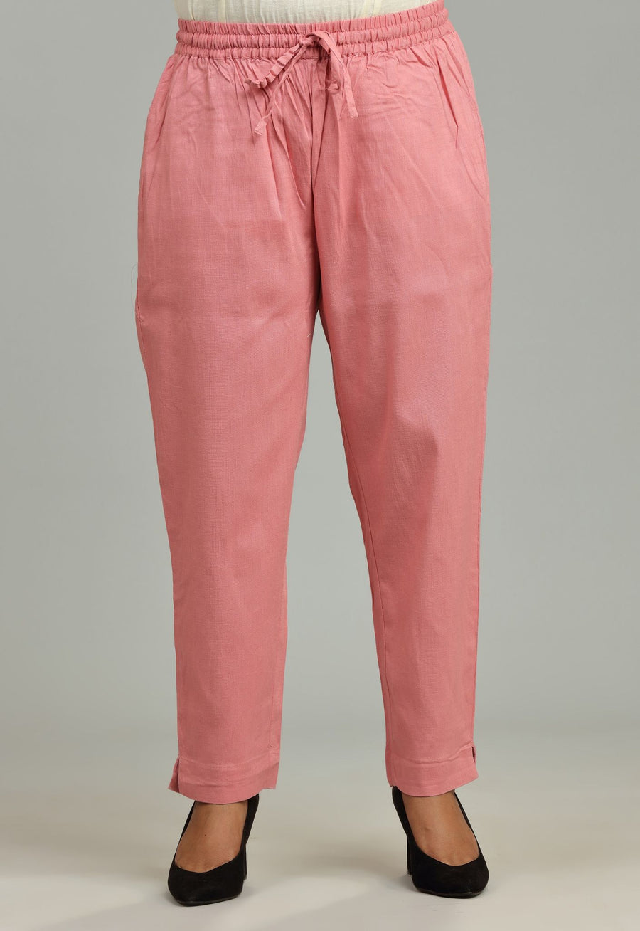 Peach Cotton Lycra Pant