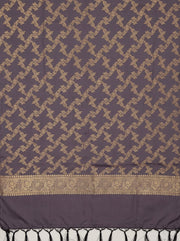 Mauve Silk Woven Dress Material with Embroidered Floral Details
