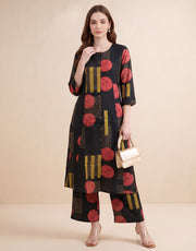 Black Floral Printed Pure Cotton Co-ord Set