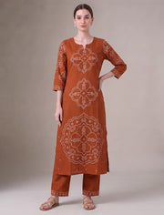 Rust Bandhani Print Co-Ord Set