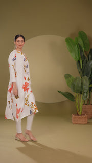 White Rayon Printed Straight Kurta