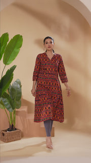 Multi Printed Cotton Straight Kurta