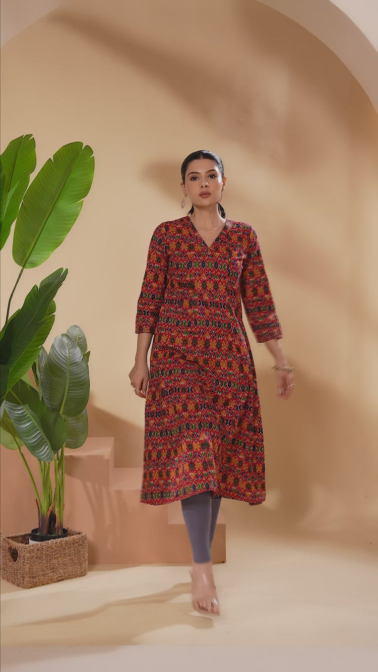 Multi Printed Cotton Straight Kurta