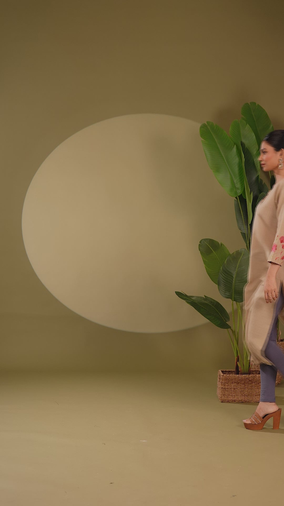 Beige Handloom Cotton Embroidered Straight Kurta