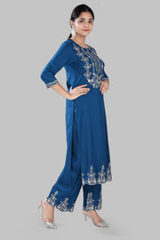Rabia Light Blue Rayon Kurta With Pant Set