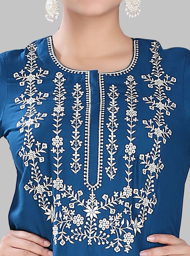 Rabia Light Blue Rayon Kurta With Pant Set