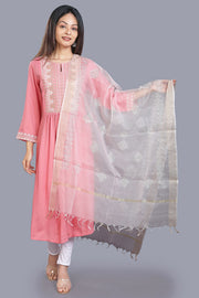 Off White Organza Embroidered Net Dupatta