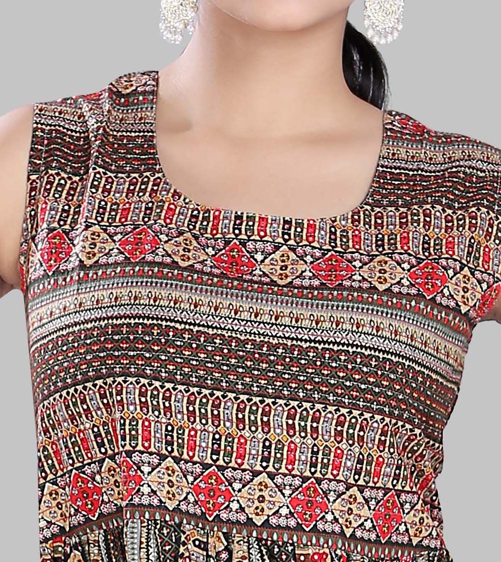 Reedu Multicolour Cotton Sleeves Kurti