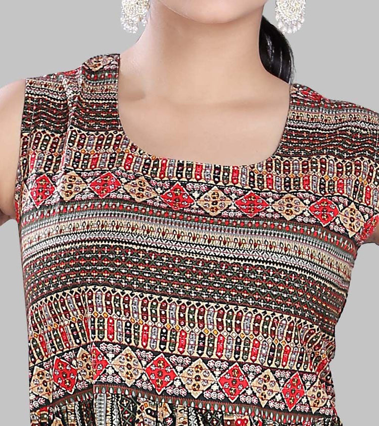 Reedu Multicolour Cotton Sleeves Kurti