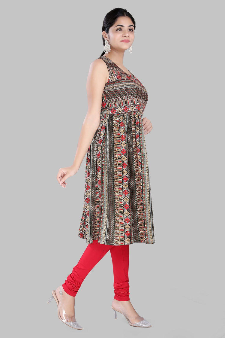 Reedu Multicolour Cotton Sleeves Kurti