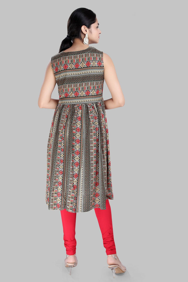 Reedu Multicolour Cotton Sleeves Kurti