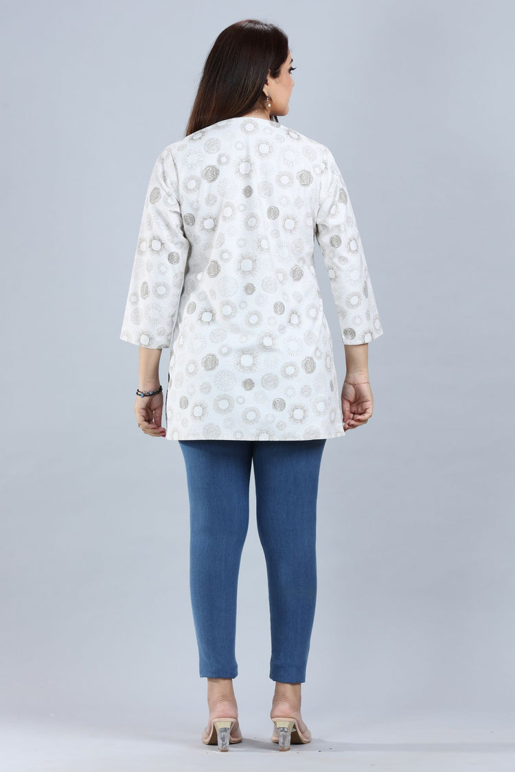 Ruhika Off White Cotton Short Kurtis for women / girls