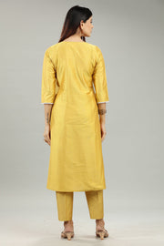 Saadhana CC22 Mustard Cotton Silk Kurta With Pant Set