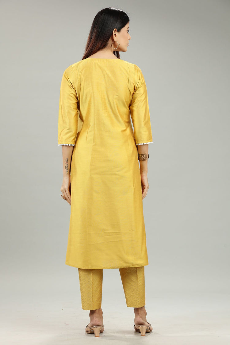 Saadhana CC22 Mustard Cotton Silk Kurta With Pant Set