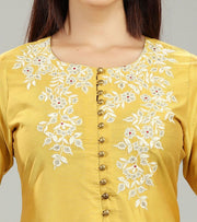Saadhana CC22 Mustard Cotton Silk Kurta With Pant Set