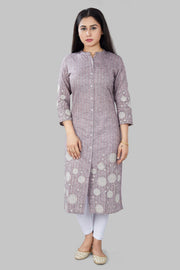 Sabreen Brown Cotton Embroidered Kurti