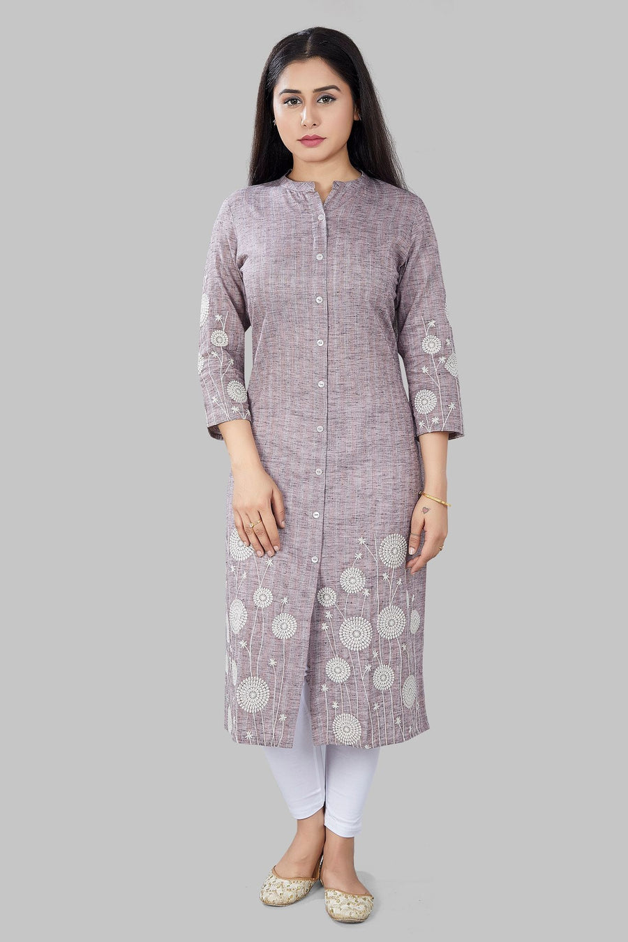 Sabreen Brown Cotton Embroidered Kurti