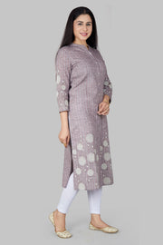 Sabreen Brown Cotton Embroidered Kurti