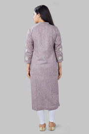 Sabreen Brown Cotton Embroidered Kurti