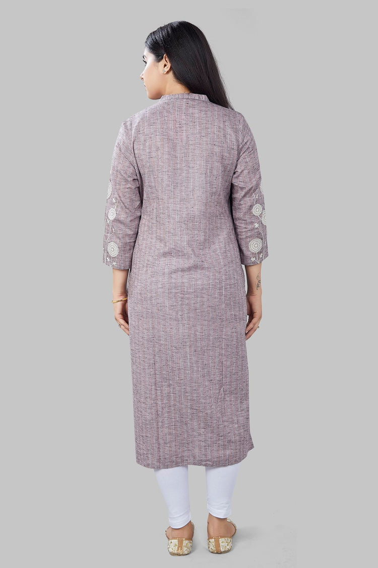 Sabreen Brown Cotton Embroidered Kurti