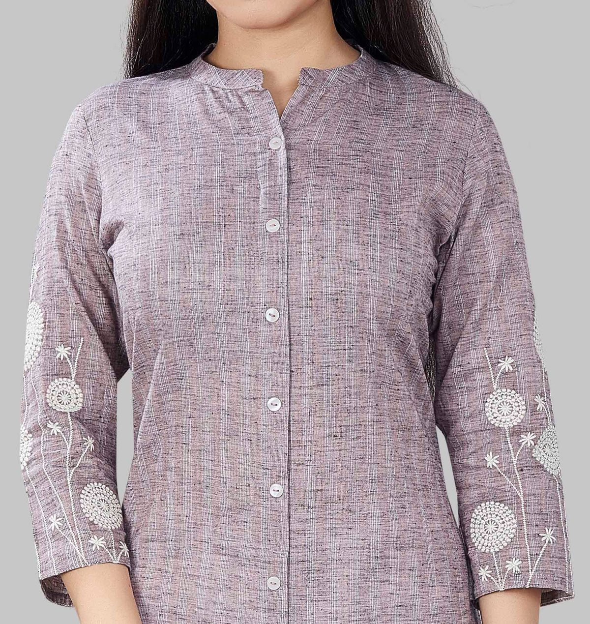 Sabreen Brown Cotton Embroidered Kurti