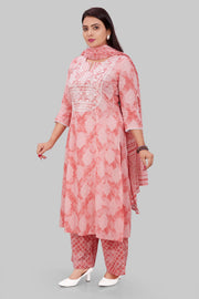 Shaheen Peach Jaipuri Cotton Suit Set
