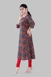Shahnaz Navy Blue Jaipuri Cotton Printed Kurti