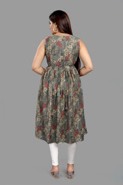 Shailly Gray Cotton Flared Sleeves Kurti