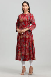 Shravani CC224 Maroon Rayon Printed A Line Kurta