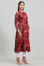 Shravani CC224 Maroon Rayon Printed A Line Kurta